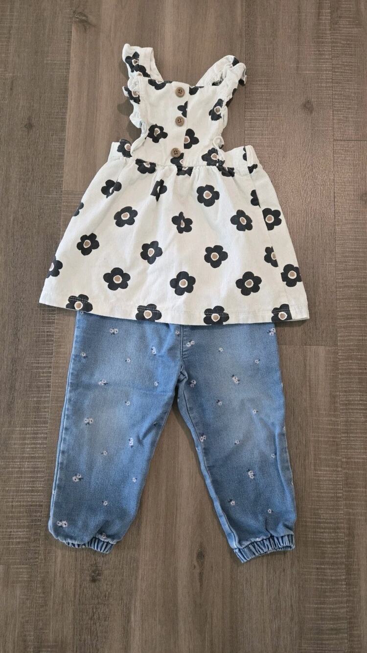 girl 24 month sleeveless top floral and jeggings dennin 24 months